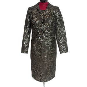 NWT Kasper Jacket Dress Size 4 Black & Silver 2-Piece Set Blazer & Dress